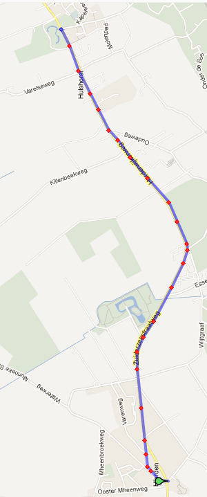 Routebeschrijving Hierden wisselpunt 5 (Nunspeet) 1 e gedeelte totale lengte 8.3 km 5A Hulshorst (centrum) plm. 35.8 km.
