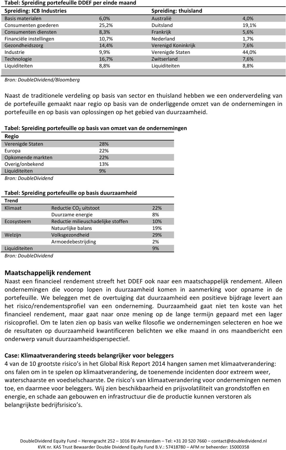 Naast de traditionele verdeling op basis van sector en thuisland hebben we een onderverdeling van de portefeuille gemaakt naar regio op basis van de onderliggende omzet van de ondernemingen in