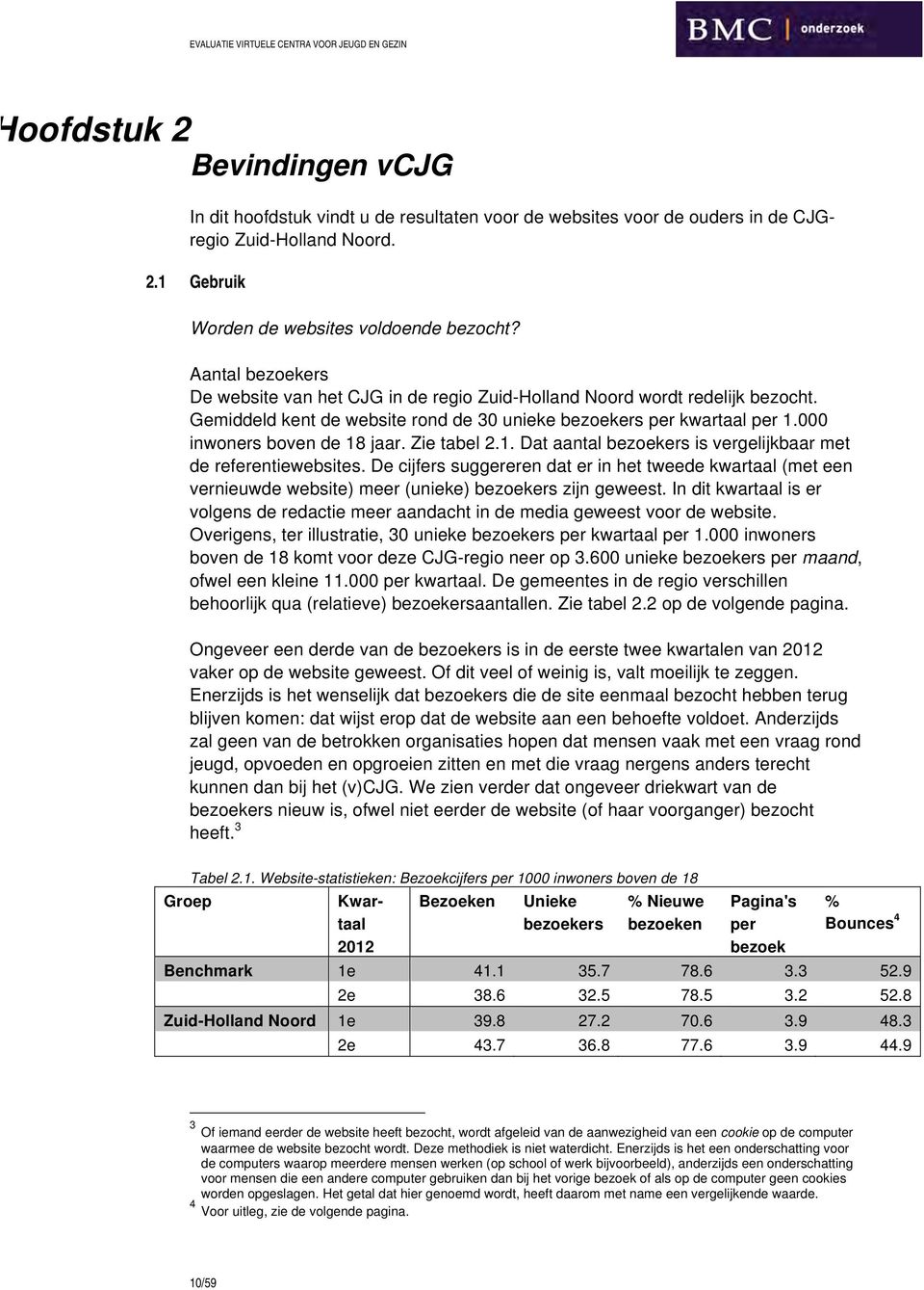 Zie tabel 2.1. Dat aantal bezoekers is vergelijkbaar met de referentiewebsites. De cijfers suggereren dat er in het tweede kwartaal (met een vernieuwde website) meer (unieke) bezoekers zijn geweest.