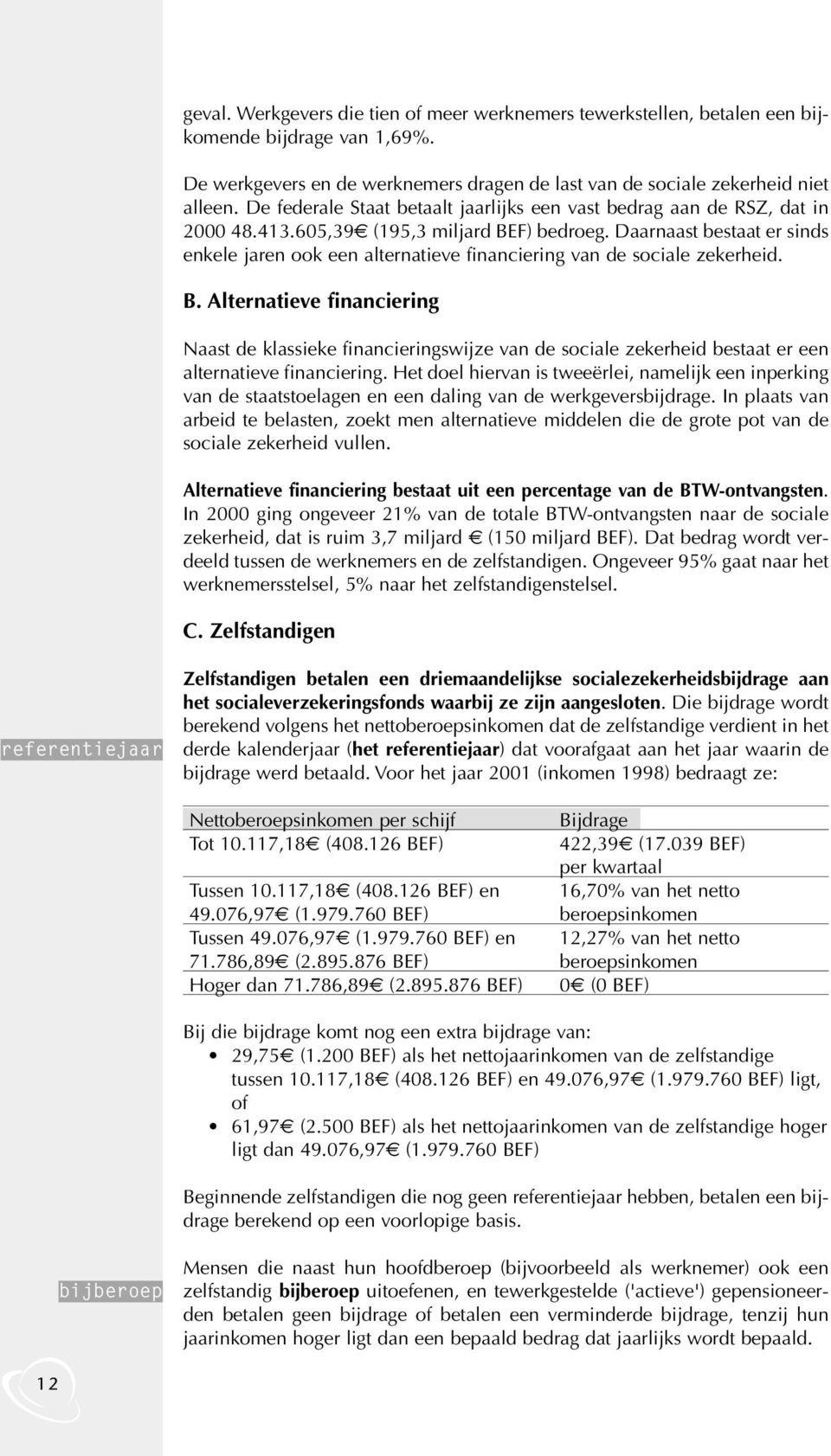 Daarnaast bestaat er sinds enkele jaren ook een alternatieve financiering van de sociale zekerheid. B.