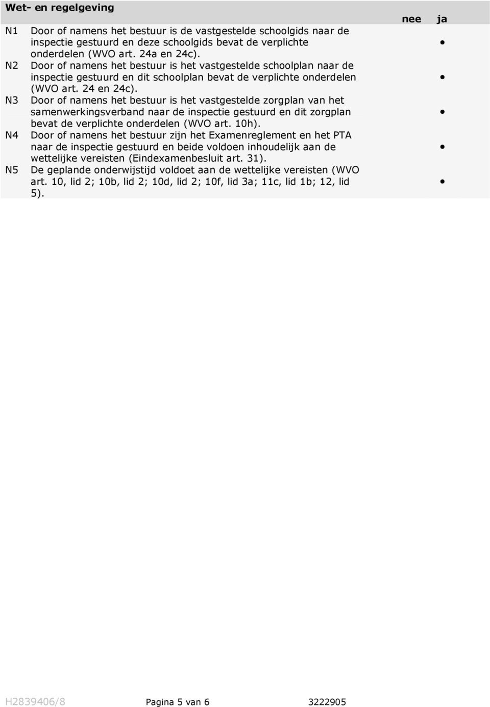 N3 Door of namens het bestuur is het vastgestelde zorgplan van het samenwerkingsverband naar de inspectie gestuurd en dit zorgplan bevat de verplichte onderdelen (WVO art. 10h).