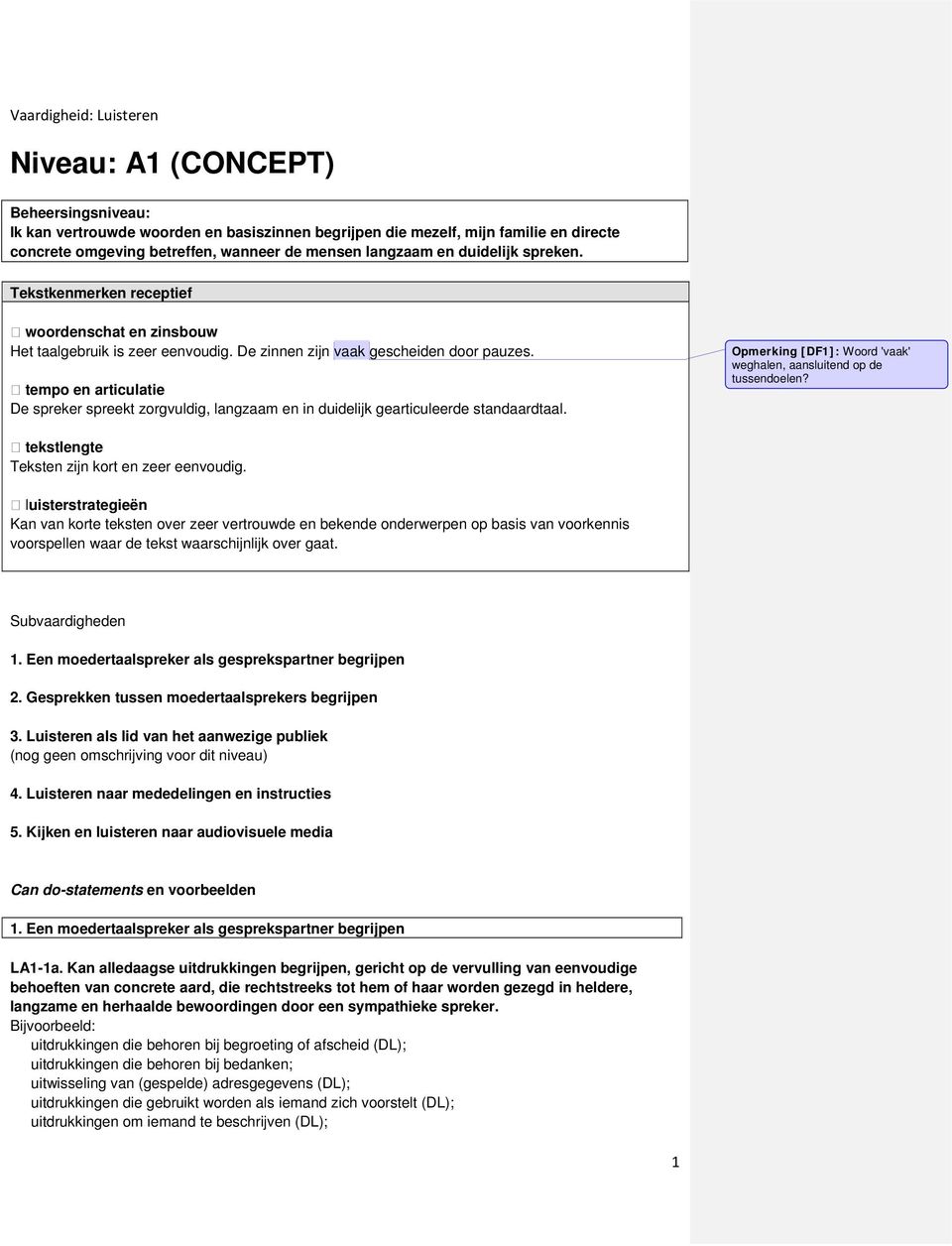 tempo en articulatie De spreker spreekt zorgvuldig, langzaam en in duidelijk gearticuleerde standaardtaal. Opmerking [DF1]: Woord 'vaak' weghalen, aansluitend op de tussendoelen?