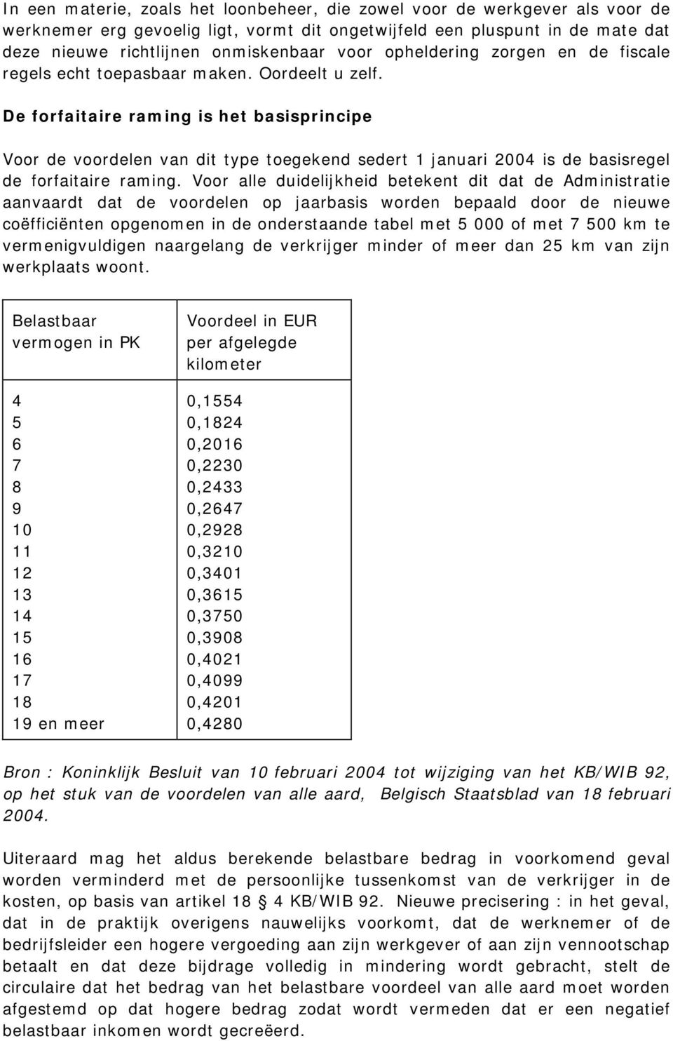 De forfaitaire raming is het basisprincipe Voor de voordelen van dit type toegekend sedert 1 januari 2004 is de basisregel de forfaitaire raming.