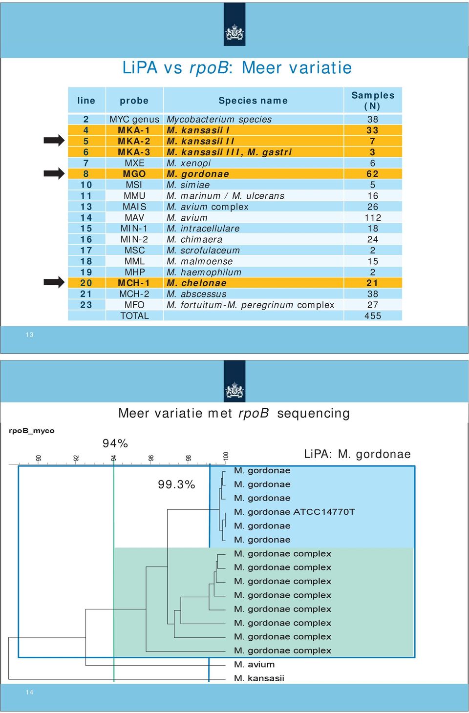 intracellulare 18 16 MIN-2 M. chimaera 24 17 MSC M. scrofulaceum 2 18 MML M. malmoense 15 19 MHP M. haemophilum 2 20 MCH-1 M. chelonae 21 21 MCH-2 M.