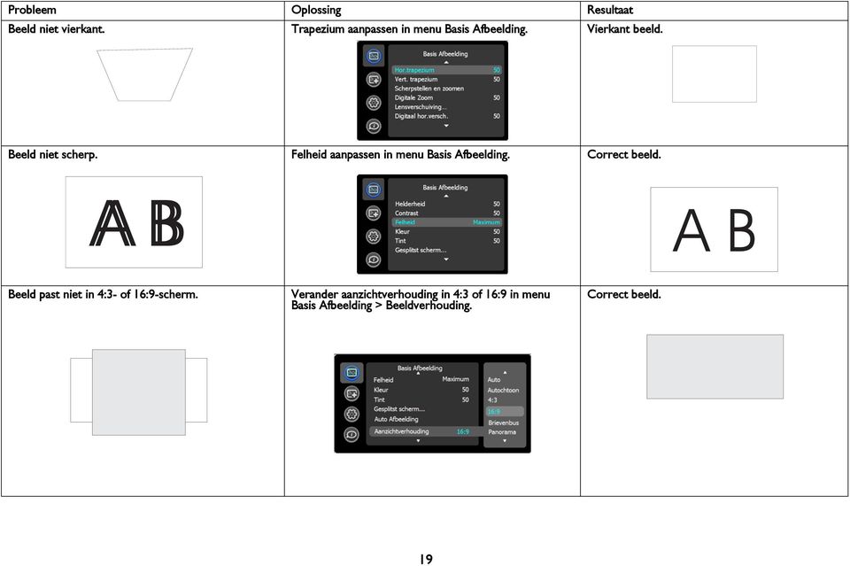 Felheid aanpassen in menu Basis Afbeelding. Correct beeld.