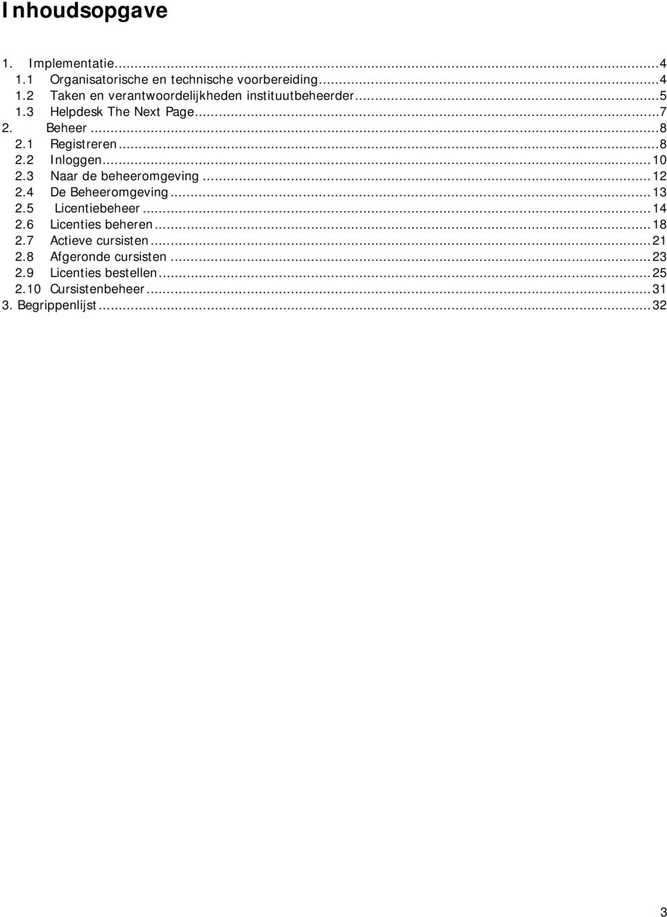 .. 12 2.4 De Beheeromgeving... 13 2.5 Licentiebeheer... 14 2.6 Licenties beheren... 18 2.7 Actieve cursisten... 21 2.