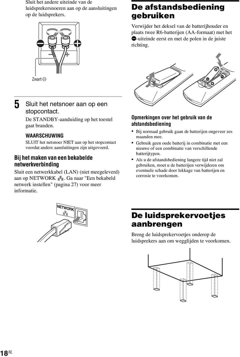 Zwart # 5 Sluit het netsnoer aan op een stopcontact. De STANDBY-aanduiding op het toestel gaat branden.