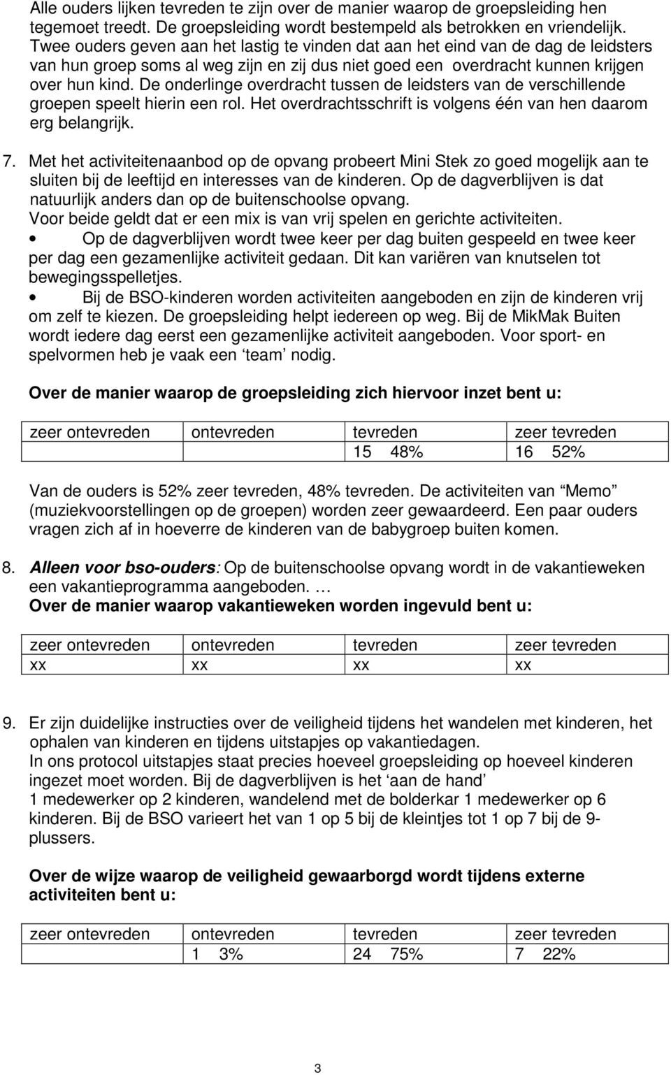 De onderlinge overdracht tussen de leidsters van de verschillende groepen speelt hierin een rol. Het overdrachtsschrift is volgens één van hen daarom erg belangrijk. 7.