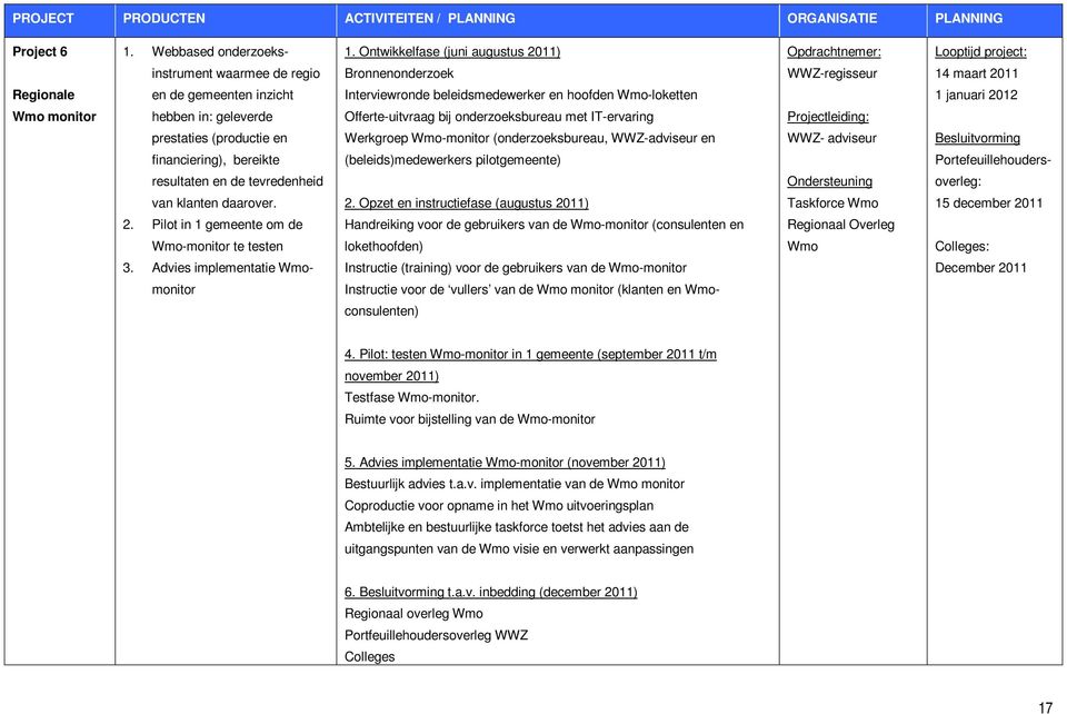 beleidsmedewerker en hoofden -loketten 1 januari 2012 monitor hebben in: geleverde Offerte-uitvraag bij onderzoeksbureau met IT-ervaring Projectleiding: prestaties (productie en Werkgroep -monitor