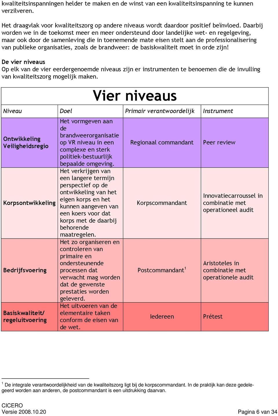 organisaties, zoals de brandweer: de basiskwaliteit moet in orde zijn!