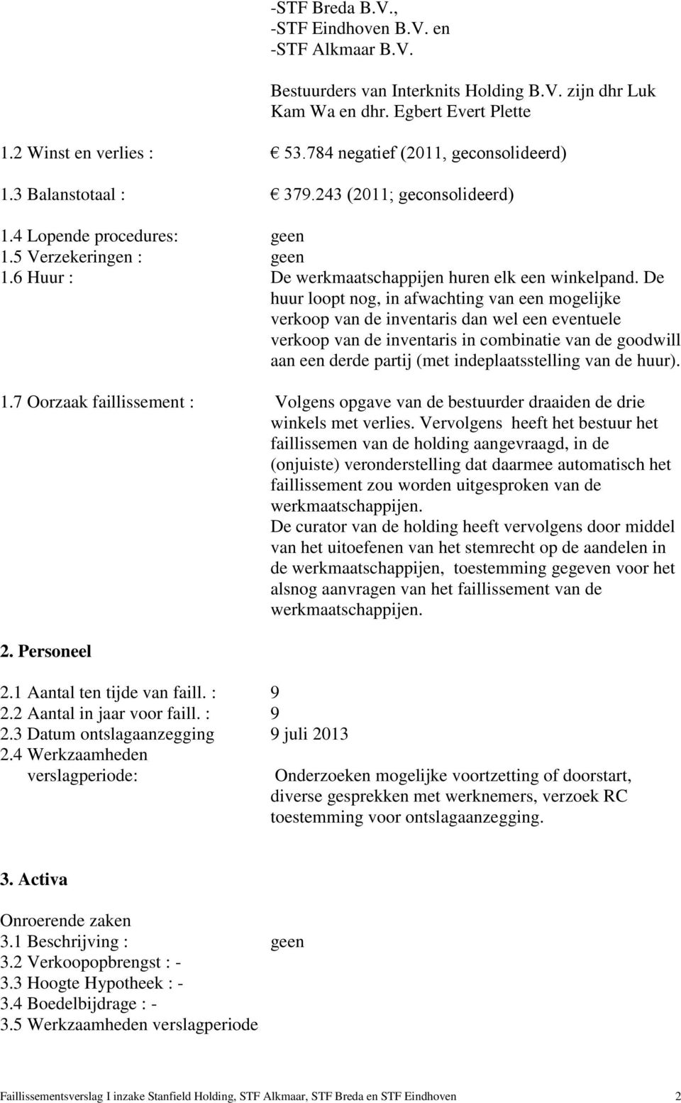 De huur loopt nog, in afwachting van een mogelijke verkoop van de inventaris dan wel een eventuele verkoop van de inventaris in combinatie van de goodwill aan een derde partij (met indeplaatsstelling