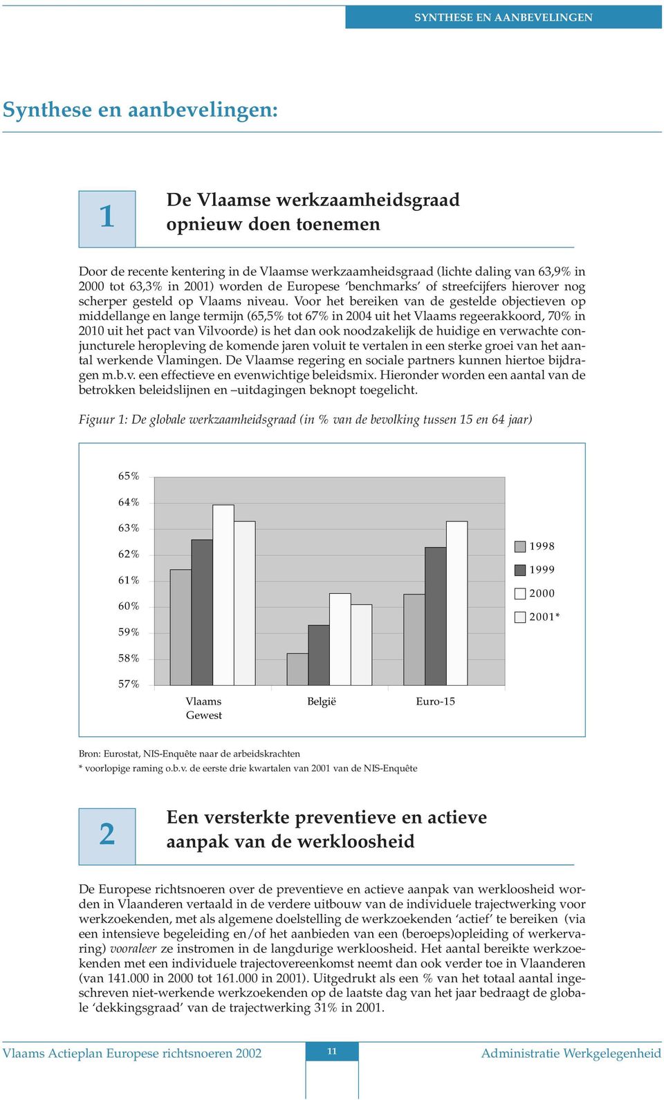 Voor het bereiken van de gestelde objectieven op middellange en lange termijn (65,5% tot 67% in 2004 uit het Vlaams regeerakkoord, 70% in 2010 uit het pact van Vilvoorde) is het dan ook noodzakelijk