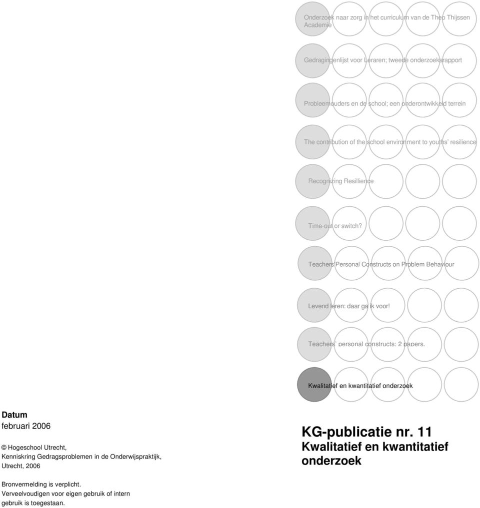 Teachers Personal Constructs on Problem Behaviour Levend leren: daar ga ik voor! Teachers personal constructs; 2 papers.