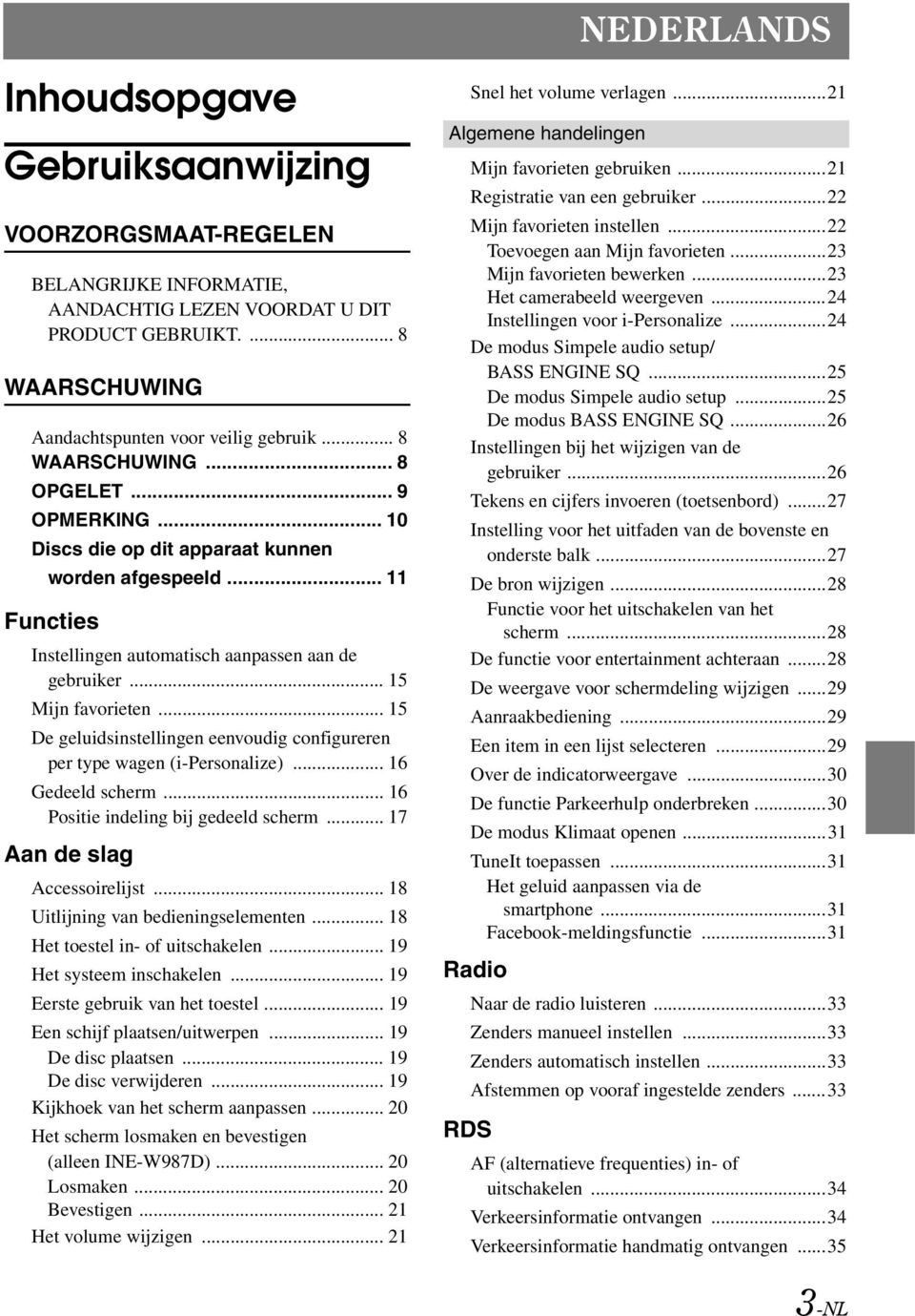 .. 15 De geluidsinstellingen eenvoudig configureren per type wagen (i-personalize)... 16 Gedeeld scherm... 16 Positie indeling bij gedeeld scherm... 17 Aan de slag Accessoirelijst.