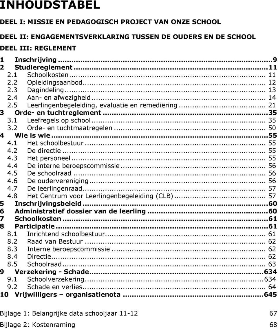 1 Leefregels op school... 35 3.2 Orde- en tuchtmaatregelen... 50 4 Wie is wie... 55 4.1 Het schoolbestuur... 55 4.2 De directie... 55 4.3 Het personeel... 55 4.4 De interne beroepscommissie... 56 4.