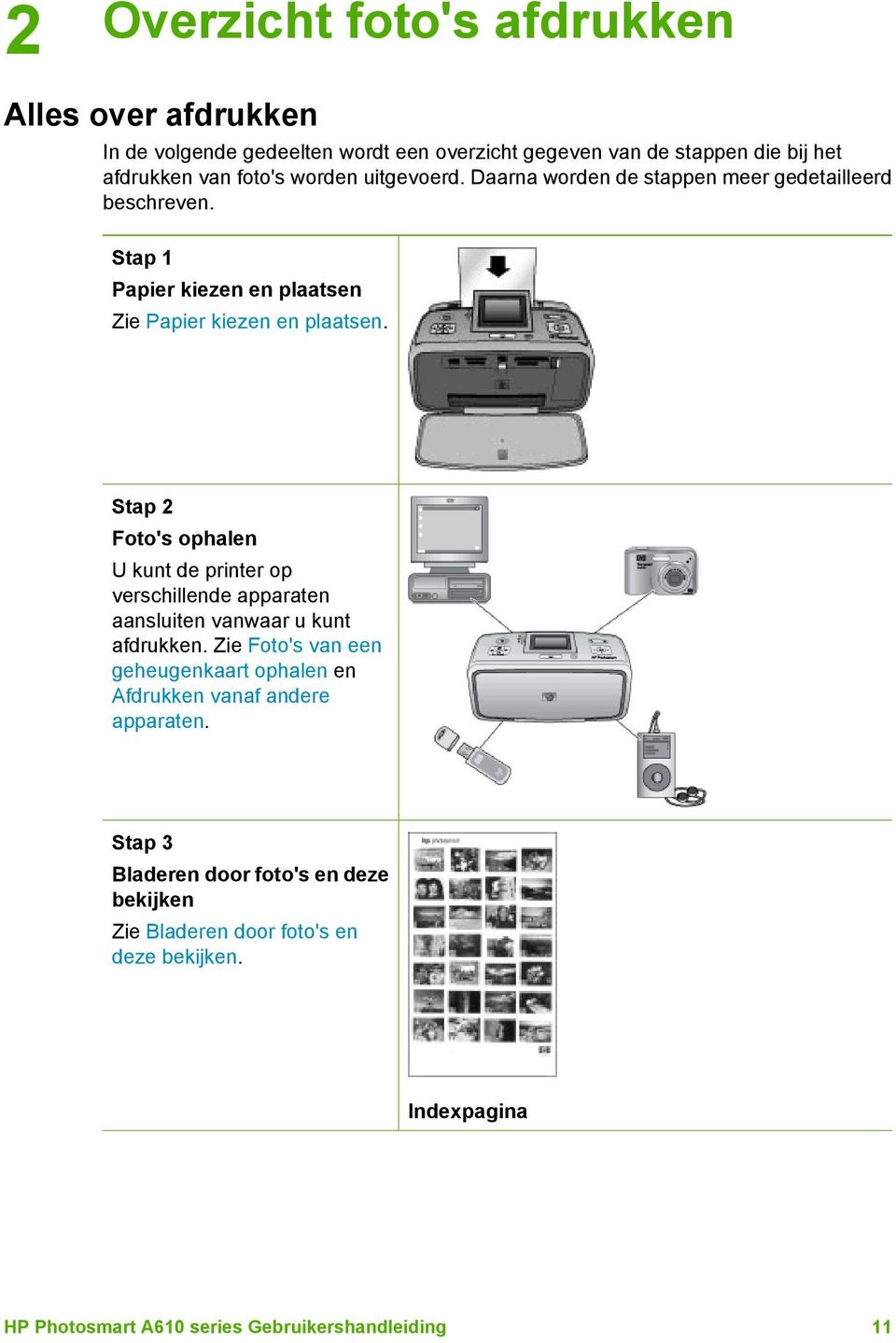 Stap 2 Foto's ophalen U kunt de printer op verschillende apparaten aansluiten vanwaar u kunt afdrukken.