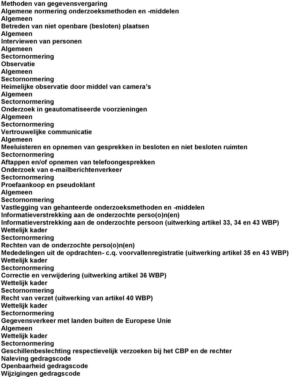 telefoongesprekken Onderzoek van e-mailberichtenverkeer Proefaankoop en pseudoklant Vastlegging van gehanteerde onderzoeksmethoden en -middelen Informatieverstrekking aan de onderzochte perso(o)n(en)