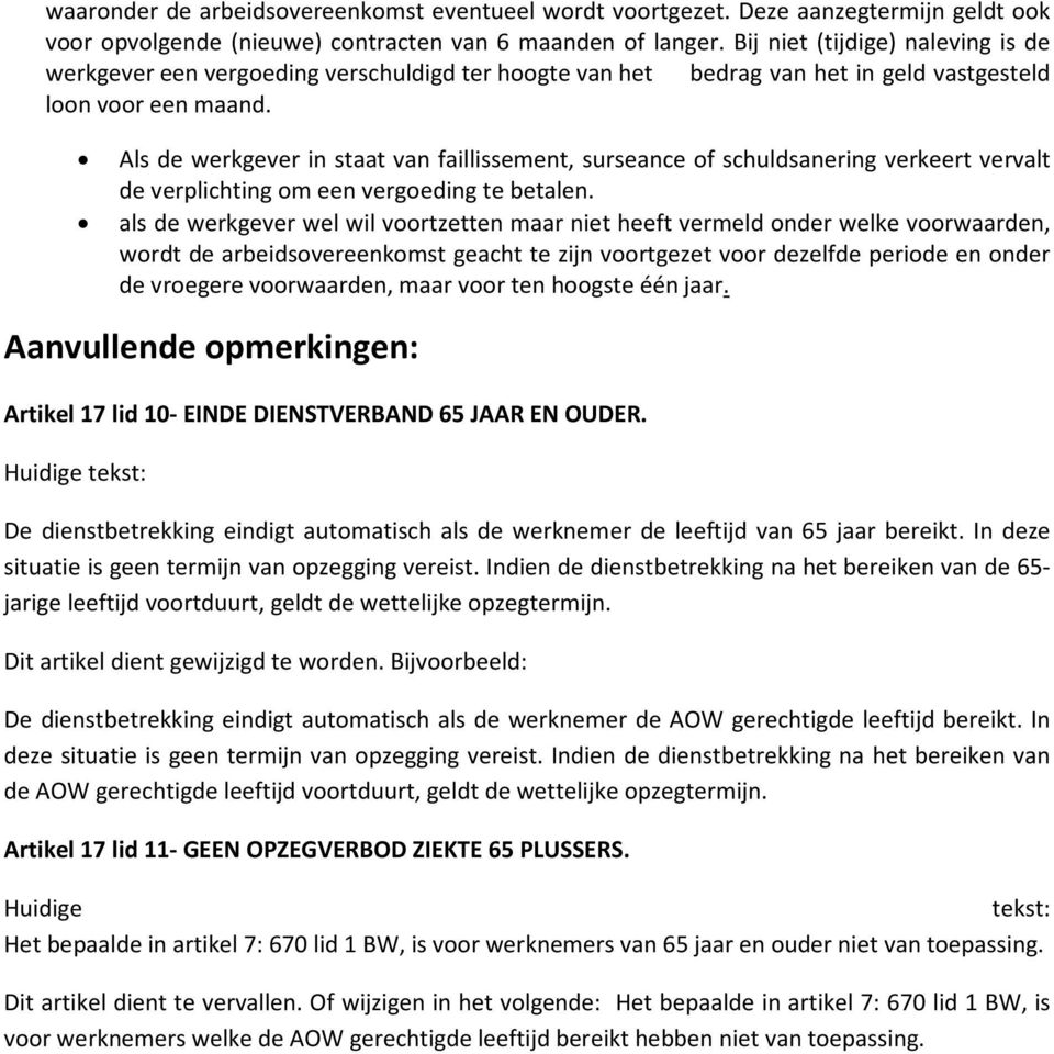 Als de werkgever in staat van faillissement, surseance of schuldsanering verkeert vervalt de verplichting om een vergoeding te betalen.