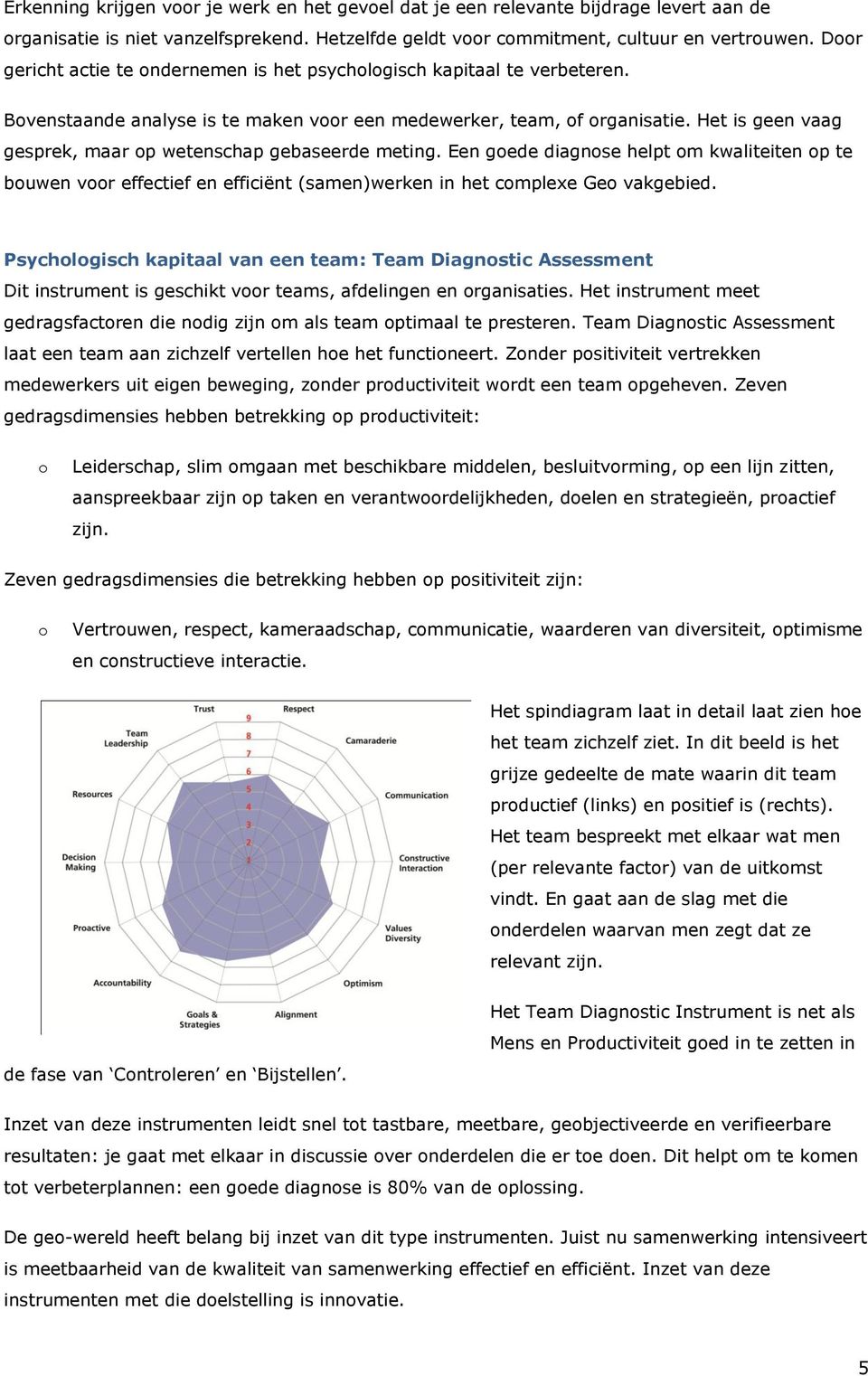 Het is geen vaag gesprek, maar p wetenschap gebaseerde meting. Een gede diagnse helpt m kwaliteiten p te buwen vr effectief en efficiënt (samen)werken in het cmplexe Ge vakgebied.