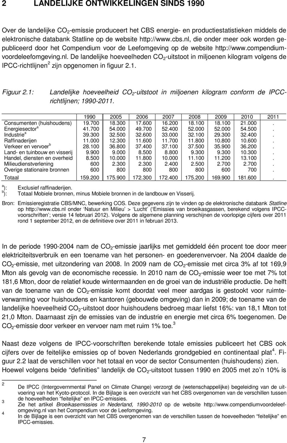 volgens de IPCC-richtlijnen 2 zijn opgenomen in figuur 21 Figuur 21: Landelijke hoeveelheid CO 2 -uitstoot in miljoenen kilogram conform de IPCCrichtlijnen; 1990-2011 Consumenten (huishoudens)