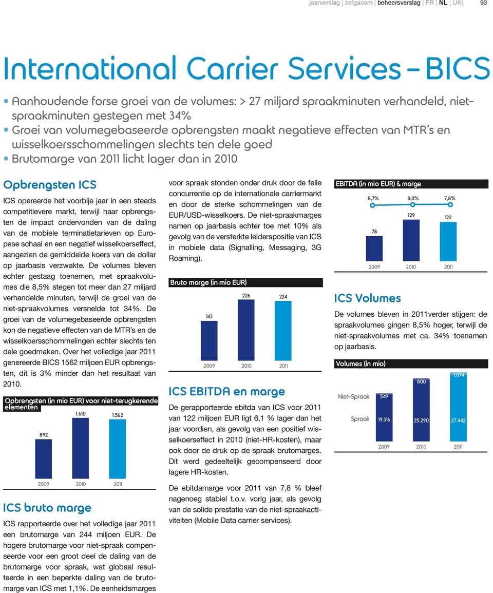 het voorbije jaar in een steeds competitievere markt, terwijl haar opbrengsten de impact ondervonden van de daling van de mobiele terminatietarieven op Europese schaal en een negatief