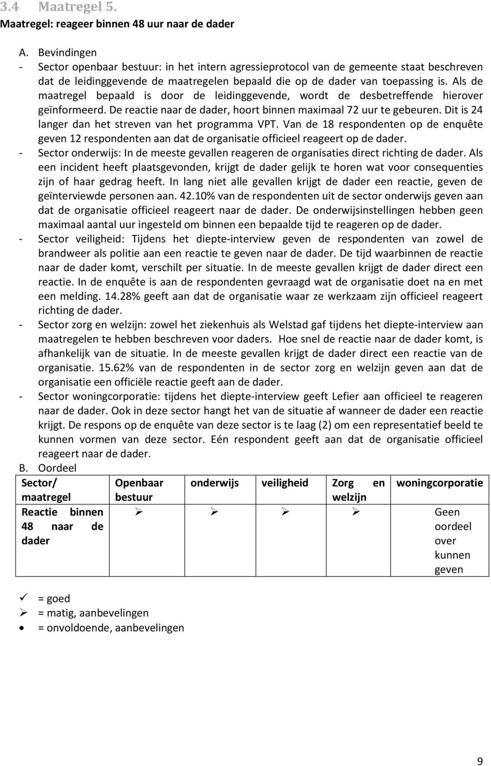 Als de maatregel bepaald is dr de leidinggevende, wrdt de desbetreffende hierver geïnfrmeerd. De reactie naar de dader, hrt binnen maximaal 72 uur te gebeuren.