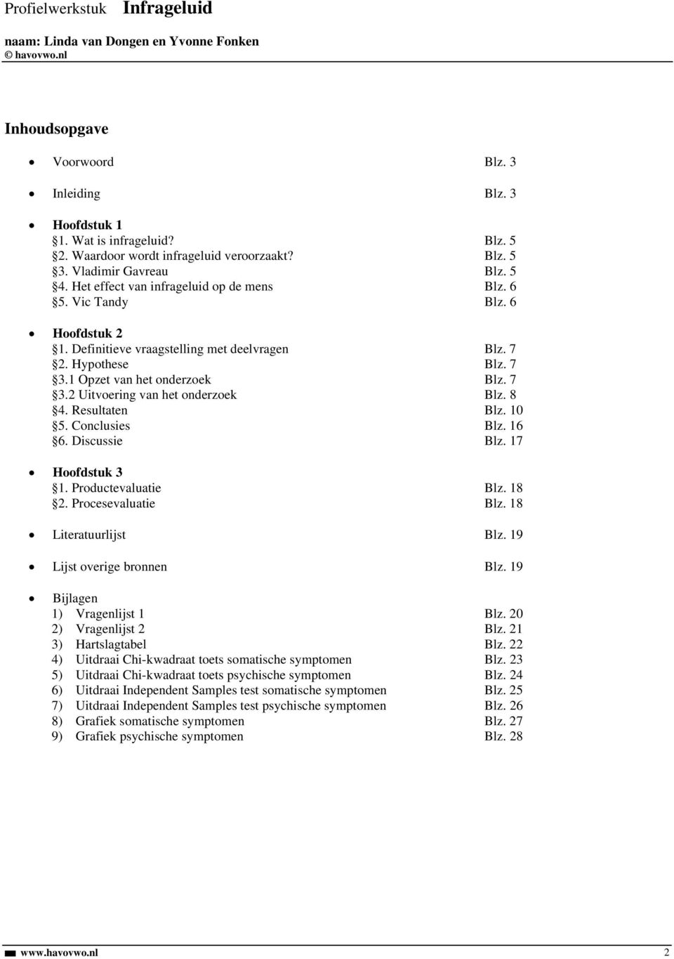 8 4. Resultaten Blz. 10 5. Conclusies Blz. 16 6. Discussie Blz. 17 Hoofdstuk 3 1. Productevaluatie Blz. 18 2. Procesevaluatie Blz. 18 Literatuurlijst Blz. 19 Lijst overige bronnen Blz.