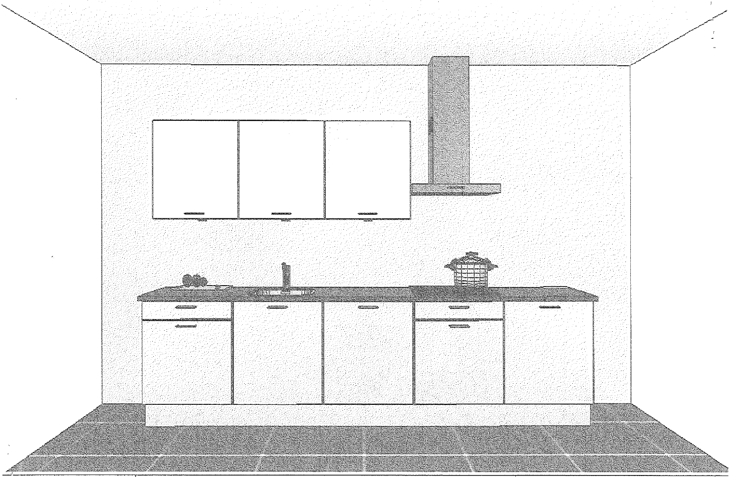 Tekening van de keuken in appartement C.