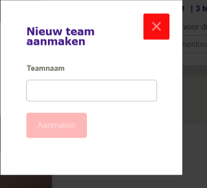 Nieuw team aanmaken Als je een nieuw team aan wil maken of een team wil splitsen, kan je hiervoor de knop +Nieuw team voor gebruiken.