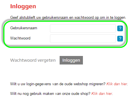 Vul hier uw gebruikersnaam en wachtwoord in.