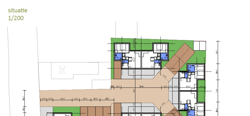 pagina 4 van 7 2 Uitgangspunten 2.1 Situatie In afbeelding 1 is het bouwplan weergegeven van de zeven te realiseren woningen op de locatie Dorpsweg 27 te Callantsoog. afbeelding 1: situatie 2.