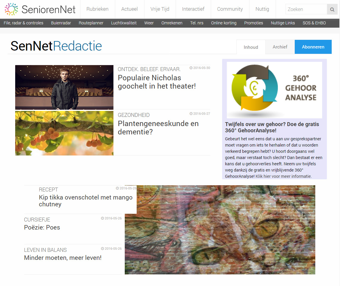 SenNet Magazine In SenNet Magazine, de gratis wekelijkse nieuwsbrief van SeniorenNet, verschijnen