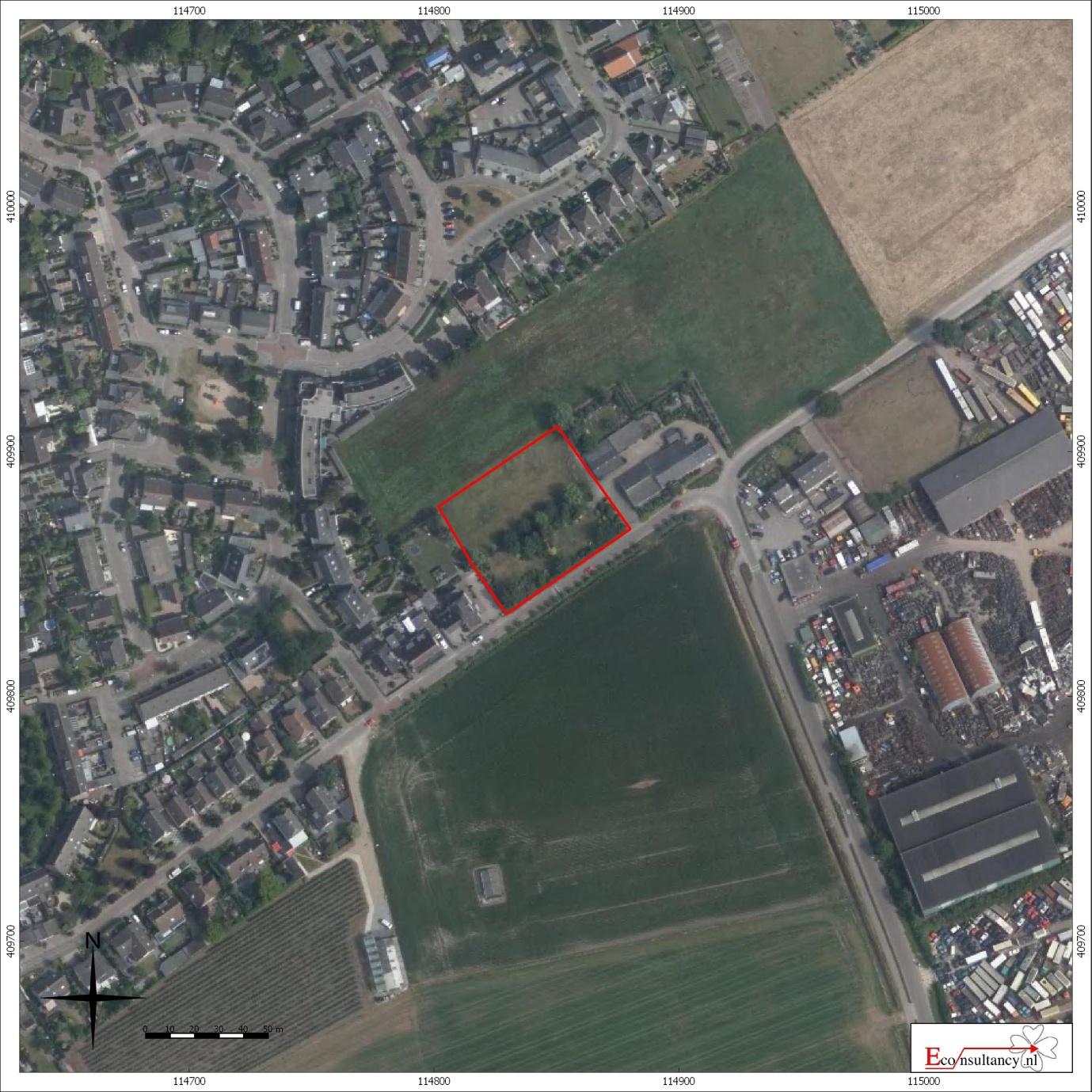 Figuur 3. Luchtfoto van het plangebied Esdoornlaan tussen nr.