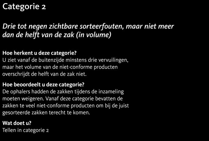 niet. Hoe beoordeelt u deze categorie? De ophalers hadden de zakken tijdens de inzameling moeten weigeren.