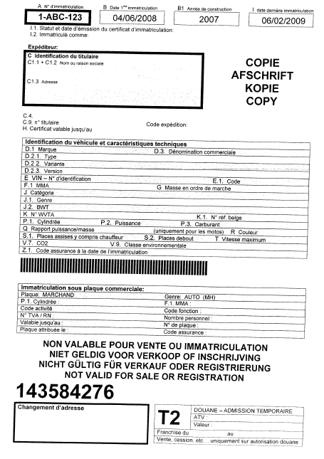 Pagina 11 / 12 Nieuw kentekenbewijs Bij het afleveren van de nieuwe kentekenplaat volgens Europees model, zal er ook een nieuw kentekenbewijs worden afgeleverd.