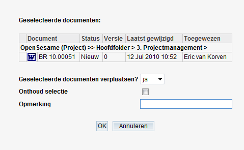 4.6 Document multi-select functionaliteit Op het moment dat u meerdere bestanden wilt selecteren om te verplaatsen of te downloaden kunt u van deze functie gebruik maken. 4.6.1 Documenten selecteren U kunt ieder document binnen OpenIMS selecteren door deze aan te vinken.