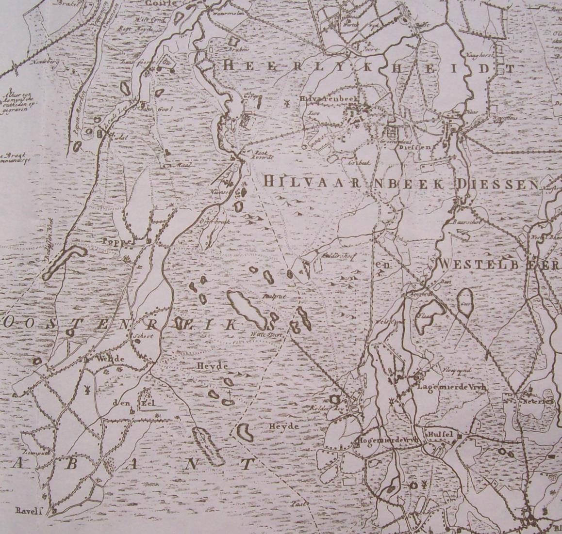 Genealogie van Hermans Dit fragment van een kaart van Hendrik Verhees uit 1794 toont de streek tussen Tilburg en Turnhout. Op de kaart vinden we onder meer Goirle, Hilvarenbeek, Ravels (B.