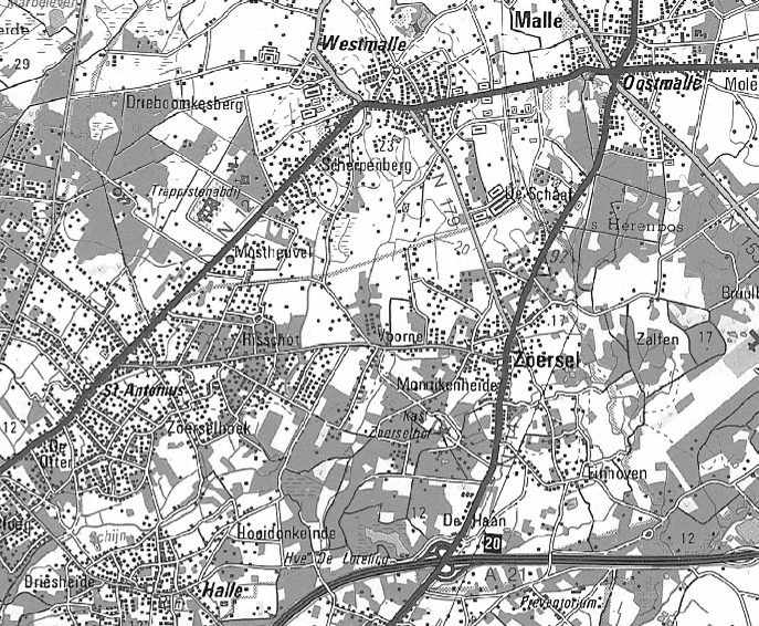 2 Algemene situering 21 Geografisch 211 Macro/meso Het plangebied is gelegen op grondgebied van de gemeente Zoersel tussen de kernen van Zoersel en Sint-Antonius, met een gedeelte ten noorden van de