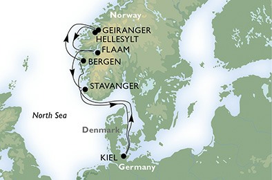 Bestemmimg NOORD EUROPA Vaarroute Duitsland, Noorwegen Schip MSC ORCHESTRA Inschepingshaven
