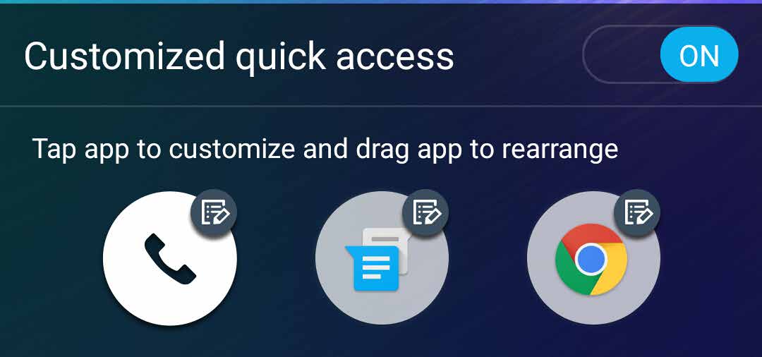 De knoppen voor snelle toegang aanpassen Uw vergrendelingsscherm bevat standaard snelle toegangsknoppen voor deze apps: Telefoon, Berichten en Camera.