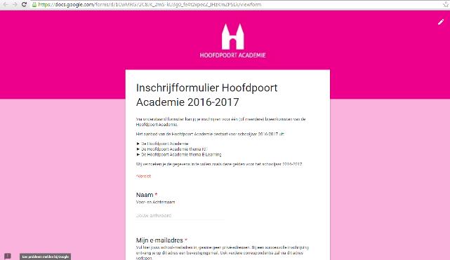 INSCHRIJVEN Voor de inschrijving voor de Hoofdpoort Academie E-Learning gelden de volgende afspraken: Voor inschrijving is goedkeuring van de eigen directie nodig.