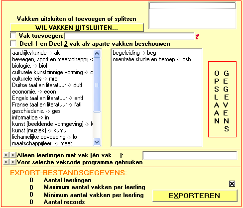 Pakket, afdeling en basisgroep van PKP Magister Start PKP-inrichting Kies IN- & EXPORT en PINCODES Kies Exporteren.