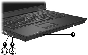 Onderdeel Beschrijving (5) Audio-ingang (microfoon) Hierop kunt u een optionele headsetmicrofoon, stereomicrofoonarray of monomicrofoon aansluiten.