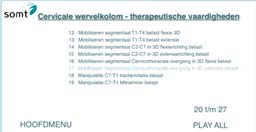 Gespecialiseerde revalidatie Studiepunten: Onderste kwadrant: 7 stdptn Bovenste kwadrant: 7 stdptn Inhoud: Mobilisatie en manipulatie (externe docenten SOMT, Nederland en intern FaBeR PG docenten)