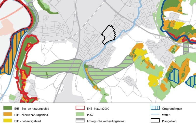 Blad 7 Om na te gaan of het plangebied of de directe omgeving hiervan is aangewezen als EHS dan wel POG, is de Groene waarden-kaart geraadpleegd, die onderdeel uitmaakt van het Provinciaal