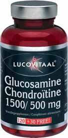 1500mg pure Glucosamine & 500mg Chondroïtine In 1 dagdosering Wij adviseren: waar België massaal voor kiest; krachtig & goedkoop Voor soepele gewrichten Bouwsteen van het kraakbeen Krachtige