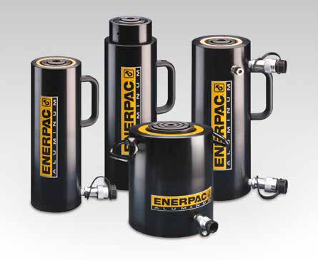 Enerpac lichtgewicht aluminium cilinders Van links naar rechts: RAC-6, RACL-6, RACH-14, RAR-6 RA serie Capaciteit: 20-1 ton Slaglengte: - 2 mm Maximale werkdruk: 700 bar Werk veilig!