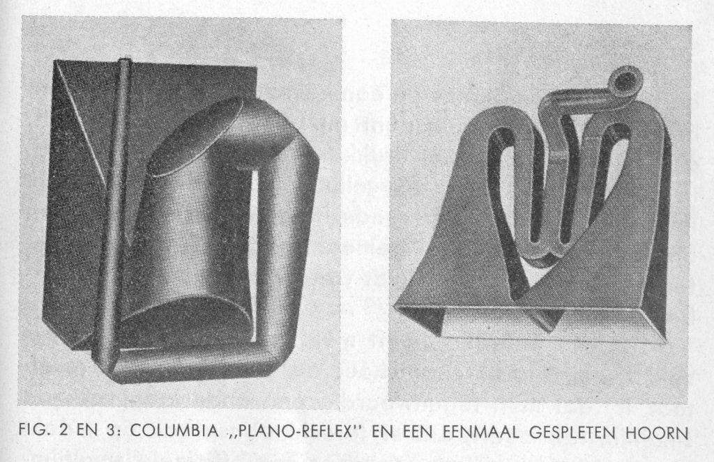 Wetenschappelijk berekend gevormde hoorn, Columbia Viva Tonal naar: De Klankplaat, november 1934 Elektrische weergave Juist de radio, de geduchte mededinger van de grammofoon, zal een grote rol