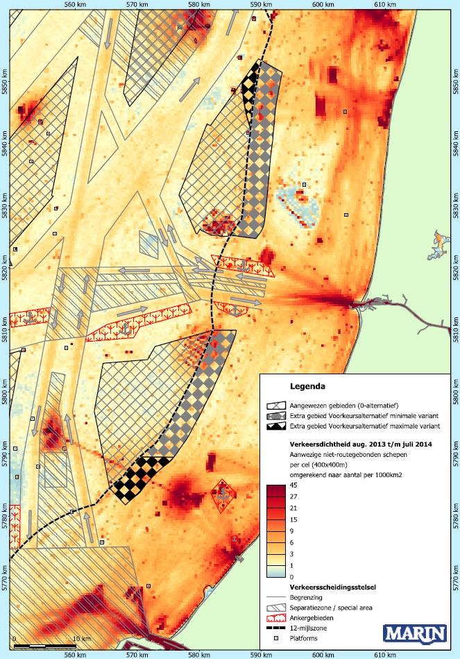 MEMO Figuur 6 Verkeersdichtheid gebaseerd op AIS-data