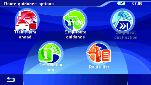 Verdere functies tijdens de routegeleiding Verdere functies tijdens de routegeleiding Vereiste: Routegeleiding Routesimulatie (demo) Druk op een willekeurige plaats op de kaart om extra functies weer